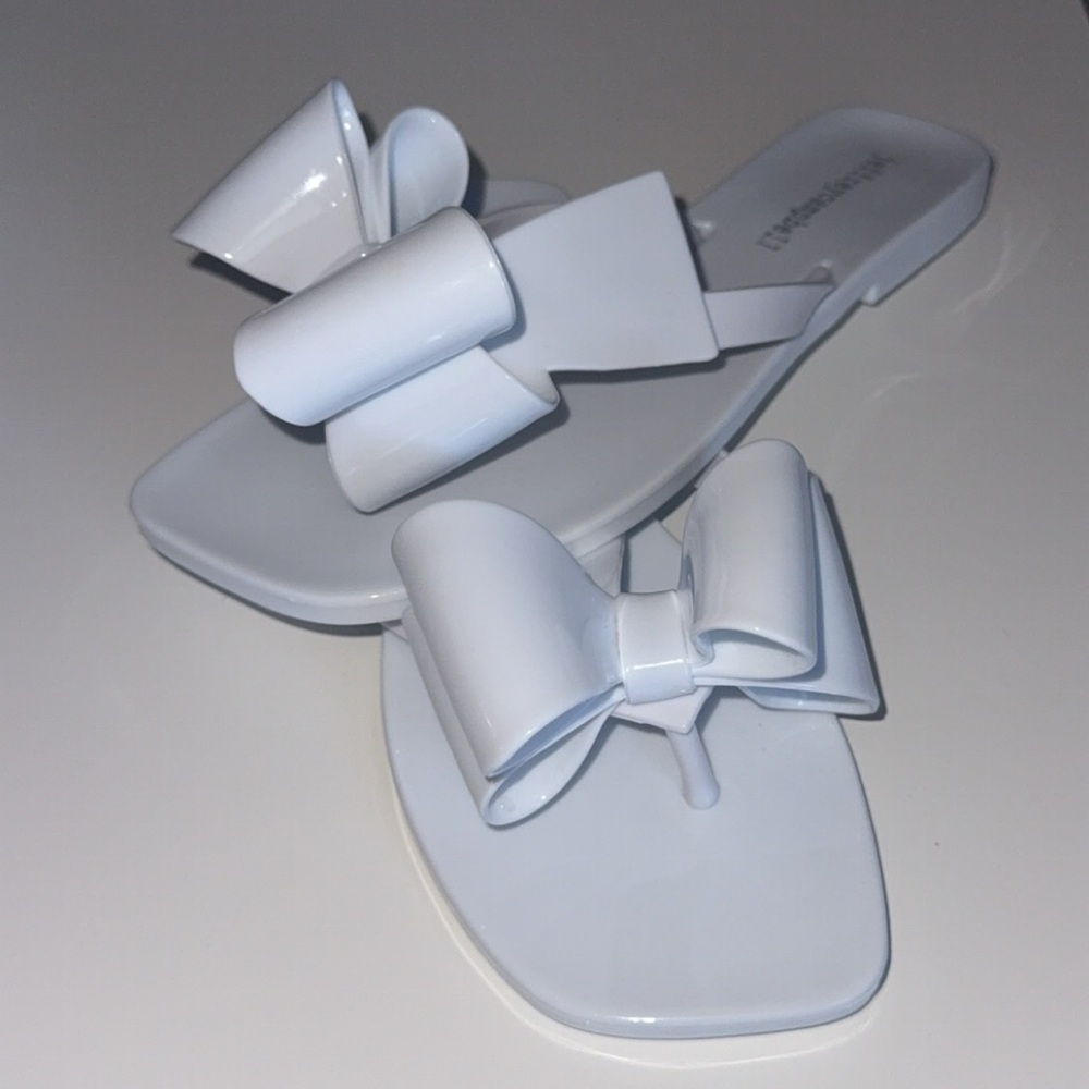 Jeffrey Campbell Sugary Jelly Bow Thong Sandals in White